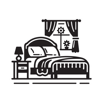 Bed Silhouette Vector Art Minimalist Furniture Design
