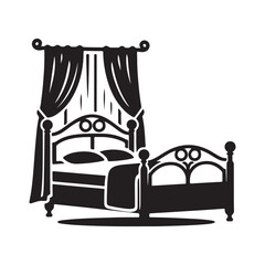 Bed Silhouette Vector Art Minimalist Furniture Design