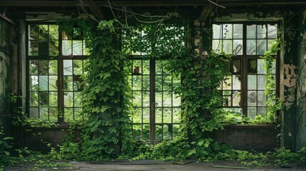 Abandoned Building Overtaken by Nature's Greenery