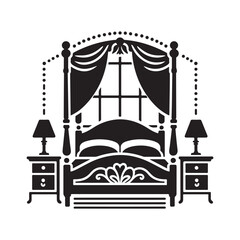 Bed Silhouette Vector Art Minimalist Furniture Design