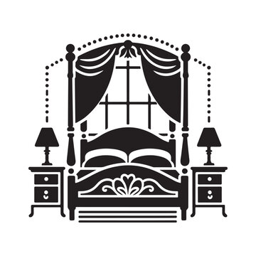 Bed Silhouette Vector Art Minimalist Furniture Design