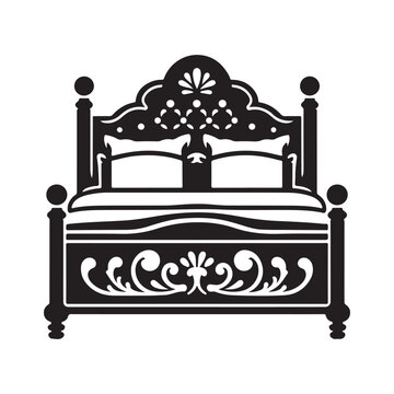 Bed Silhouette Vector Art Minimalist Furniture Design