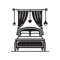 Bed Silhouette Vector Art Minimalist Furniture Design
