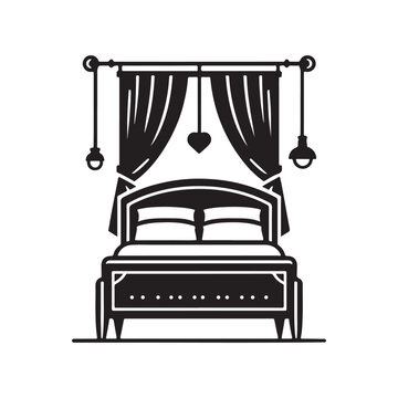 Bed Silhouette Vector Art Minimalist Furniture Design