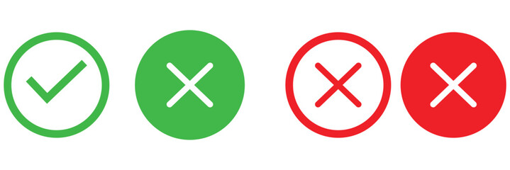 Right And Wrong icon Vector Illustration. Check mark and Cross mark sign. Yes And No Check Marks Icons