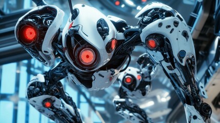 Engineers Collaborating in a Futuristic Tech Facility