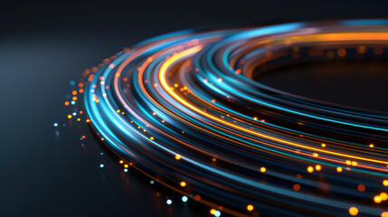 Fototapeta premium mesmerizing vortex of light streaks in vibrant blue and orange hues creates dynamic visual effect, evoking sense of motion and energy