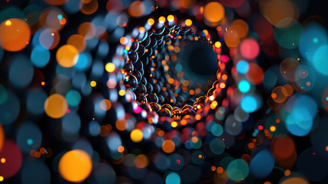 mesmerizing vortex of light streaks creates captivating visual experience with vibrant colors and dynamic patterns. interplay of orange, blue, and other hues draws viewer into stunning depth