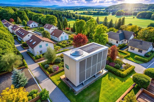 Aerial view showcasing the WOLF CHA07 Monoblock Air-Water Heat Pump.