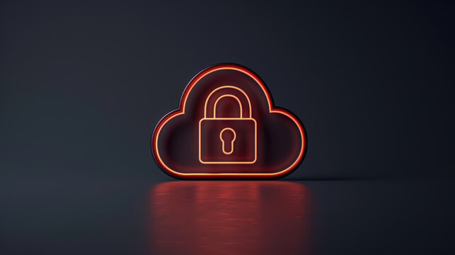 padlock symbol integrated with stylized cloud represents security and data protection in digital environment. This conveys sense of safety and reliability