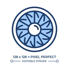 Aircraft engine turbine RGB color icon. Fan blades. Jet propulsion and power source that drives modern airplanes. Isolated vector illustration. Simple filled line drawing. Editable stroke