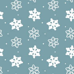 Seamless pattern Snowflake, snow, vector for fabric, packaging, stationery