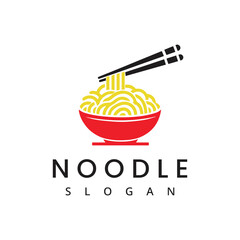 Noodle logo design template,ramen and spagethi icon with chopstick symbol
