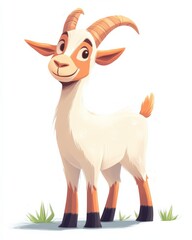 Fototapeta premium Cartoon Goat. Cute and Funny Cartoon Character of a Goat in Isolated Environment
