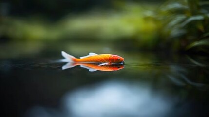 Vibrant orange fish swimming in tranquil water
