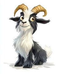 Fototapeta premium Cartoon Goat. Cute and Funny Animal Character on Isolated White Background