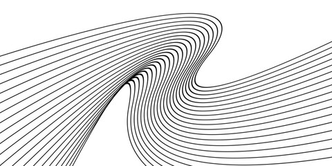 Vector illustration of black line waves on a white background