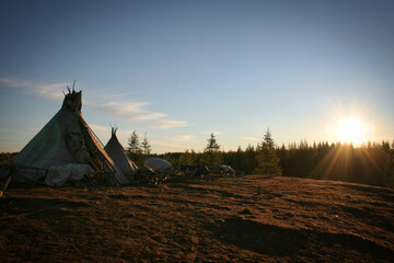 Northern peoples of Russia. Nenets in yurts