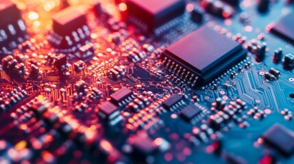 Obraz premium High-Tech Electronics Circuit Board Close-Up