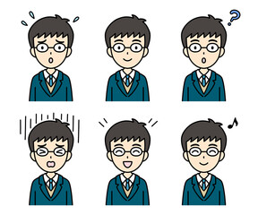 シンプルでかわいい学生イラスト（ブレザー・上半身・男の子）
