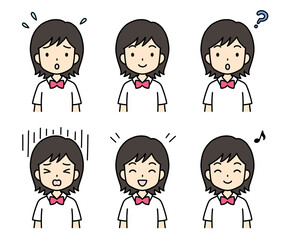 シンプルでかわいい学生イラスト（夏服・上半身・女の子）