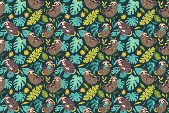 sloth seamless texture pattern. background for cloth