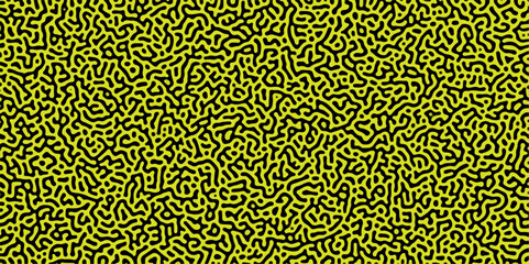 Abstract Reaction-diffusion Turing pattern natural texture yellow gradient color scheme. Linear design with biological algorithm psychedelic background. Reaction-diffusion or truing patter