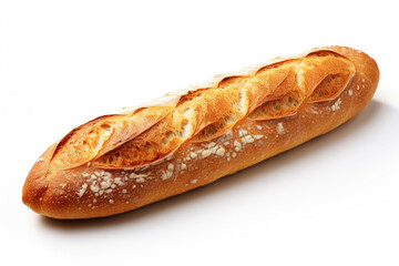 generated illustration of french baguette with a crisp golden crust on a white background