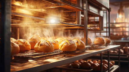 generated illustration of factory that produces bread