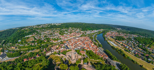 Die Region um die sehenswerte Stadt Wertheim in Baden-Württemberg von oben