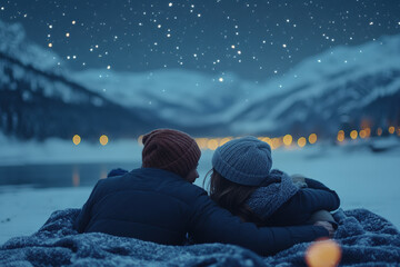 Romantic Couple Under Starry Night Sky