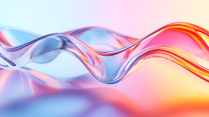 Naklejka premium big glass wavy with a gradient of pink and blue hues, creating a sense of fluidity and movement, minimalist background.
