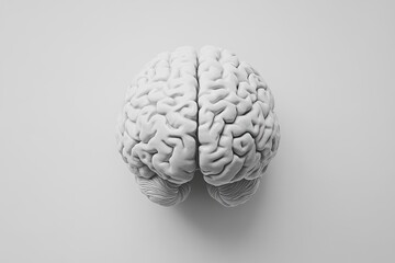 Human brain on a gray background with generative ai