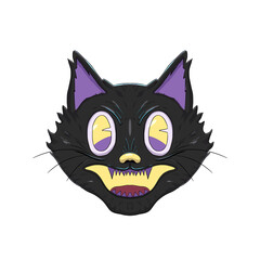 Scared cat illustration for halloween