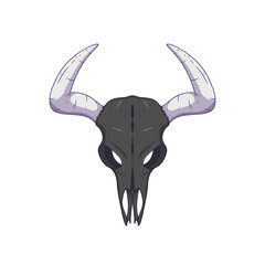 Goat skull illustration with white horn and black color