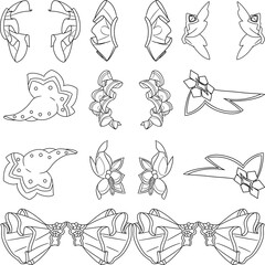 Decorative lace frames design set isolated on white background.