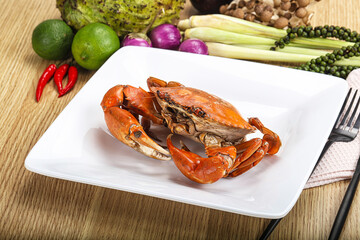 Delicous luxury steamed red crab
