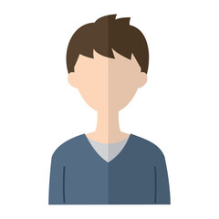 若い男性の人物アイコンのイラスト　シルエット　顔なしフラットデザイン