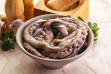 Raw cold octopus for cooking
