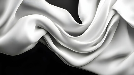 Obraz premium Flowing White Fabric on Black Background