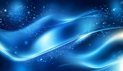 Wavy Blue Background with Glowing Lines