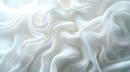 Fototapeta premium A close-up of a delicate, ruffled white surface, showcasing soft textures and curves, creating an ethereal and serene visual effect.