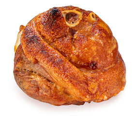 German Pork Knuckl on white background or Crispy German Pork Knuckle isolate on white with clipping path.