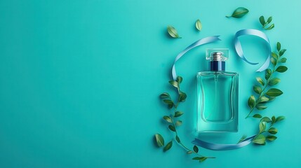 Obraz premium Isolated Bottle of Perfume on Blue Background