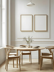 Minimalist Room with Empty Poster Frames on Wall