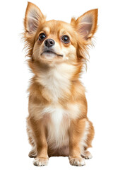 Obraz premium A Chihuahua standing confidently, isolate on white background, highlighting its adorable features and personality. cutout png