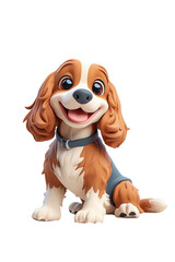 A 3D cartoon Cocker Spaniel character, isolate on white background, adding a fun element to the design. cutout png