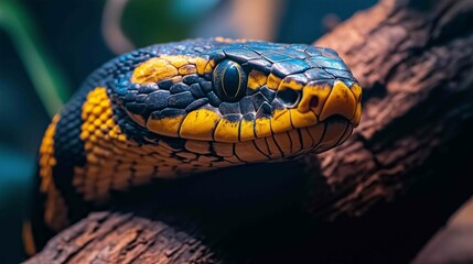 Fototapeta premium Viper snake closeup face 
