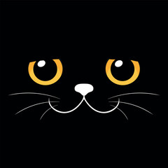 Black cat face background. Vector illustration