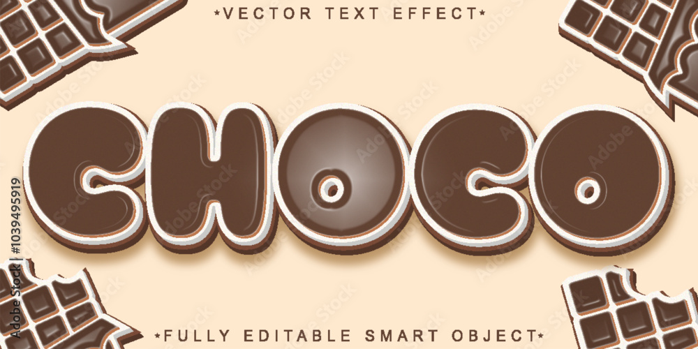Poster sweet choco vector fully editable smart object text effect